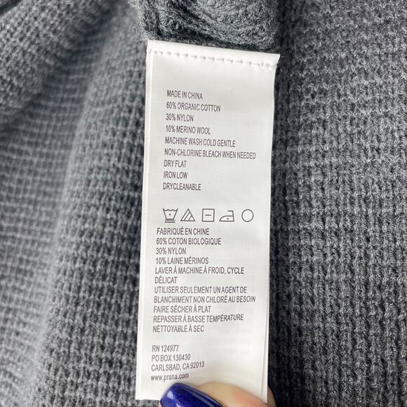 prAna Womens Milani Sweater Dress XS Charcoal Grey LS Waffle Knit Funnel NWT - Picture 11 of 12